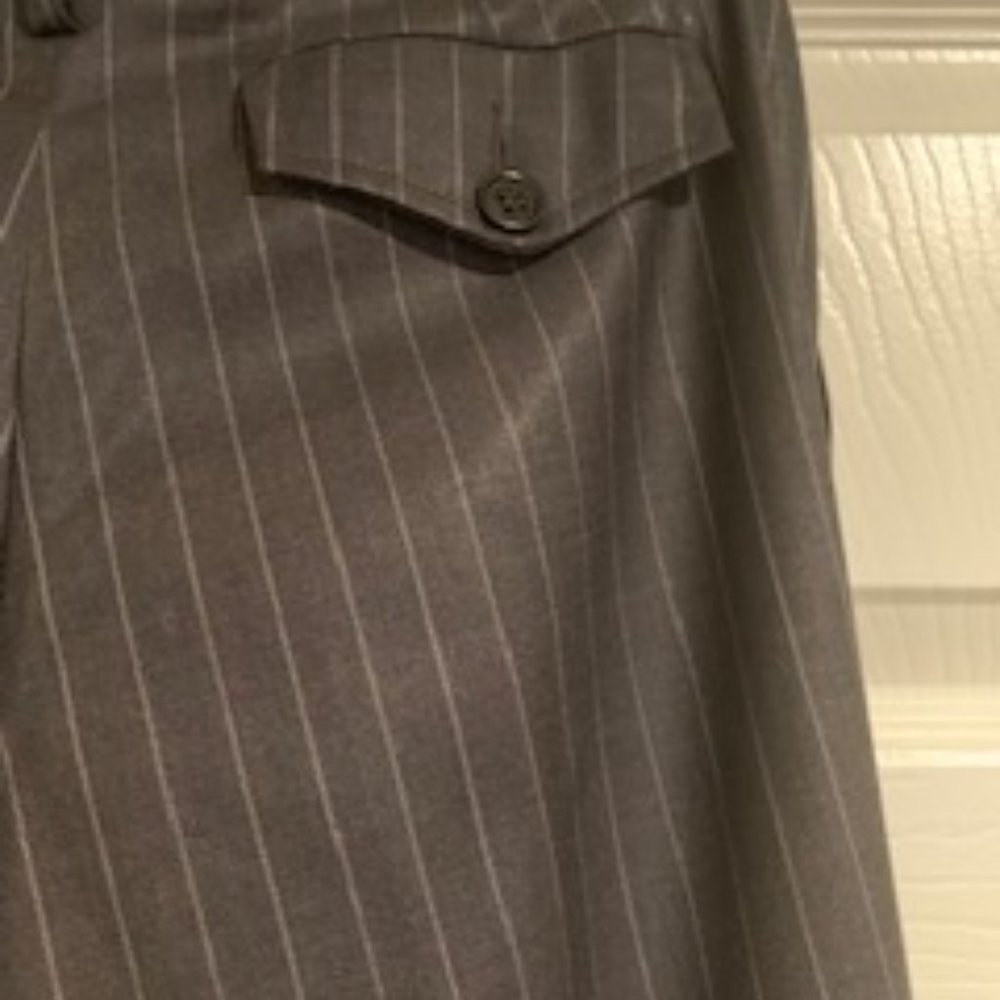 Grey pinstripe trouser with cuffs - Picture 4 of 5